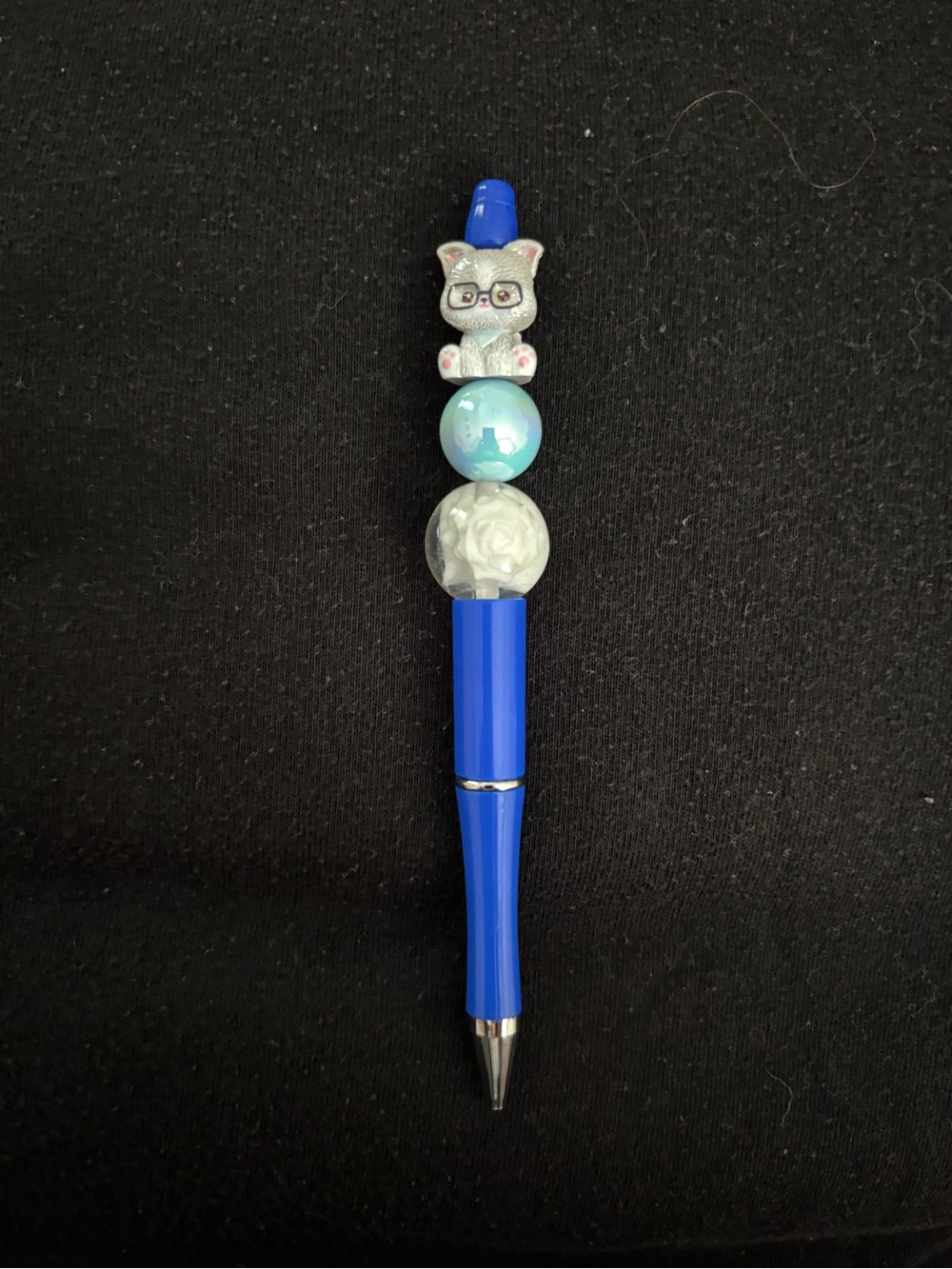 Blue Beaded Dog Top Ballpoint Pen